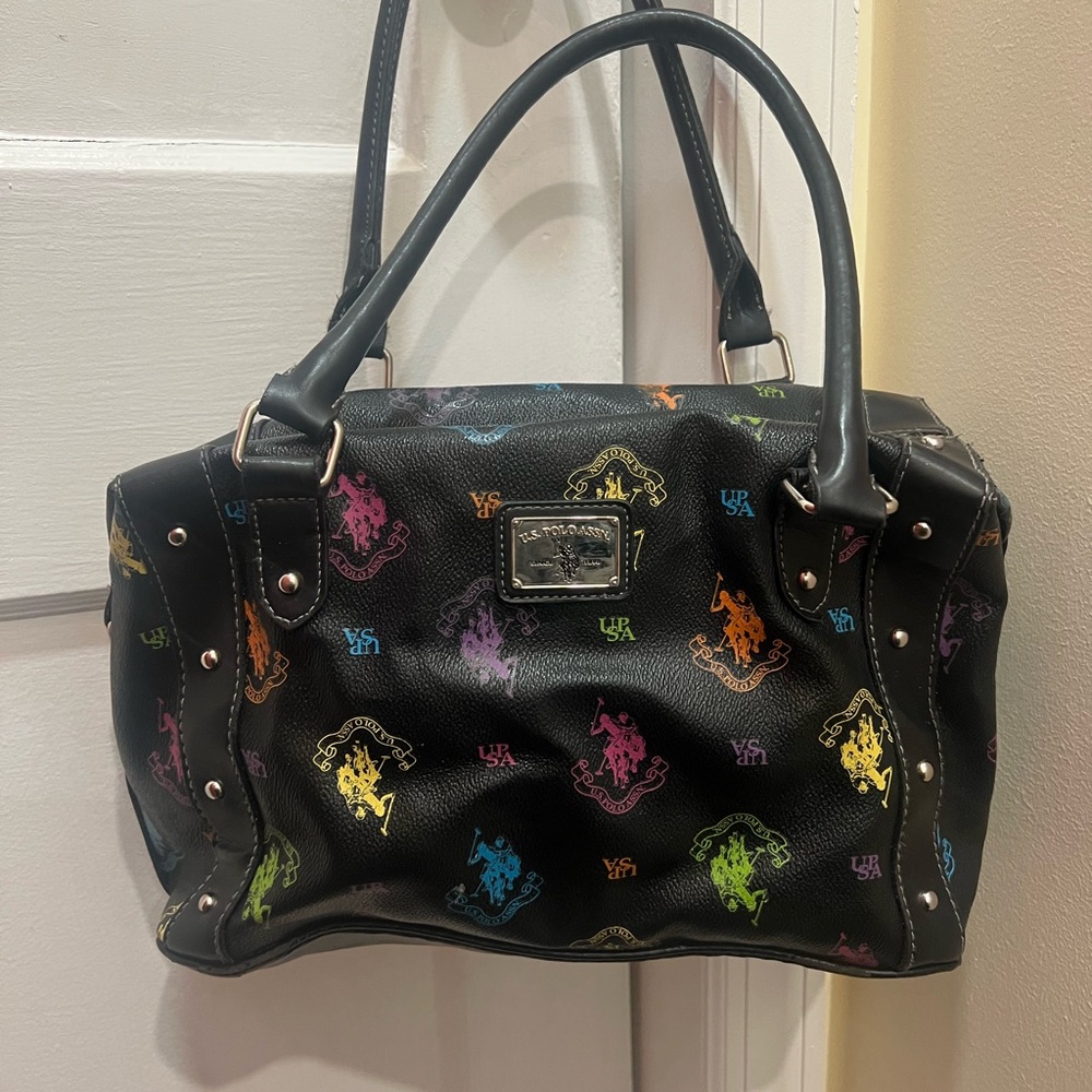 Versace Black Satchel with Multicolor Accents
